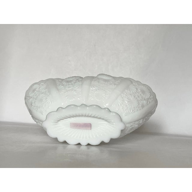 1950s Vintage Milk Glass Daisy & Button Basket For Sale - Image 5 of 8