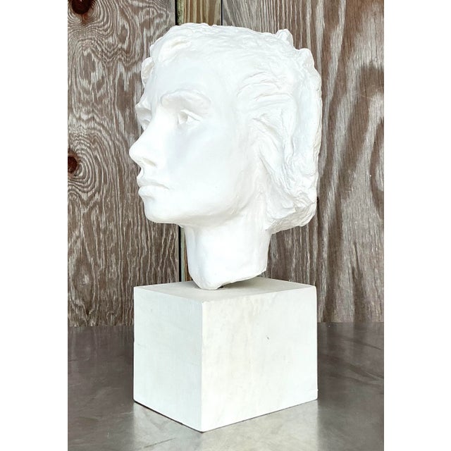 Vintage Boho Plaster Bust of Woman For Sale - Image 4 of 9