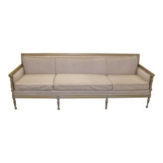 Mid Century Pink Green Tuxedo Style 3 Seat Sofa Silk Blend For Sale