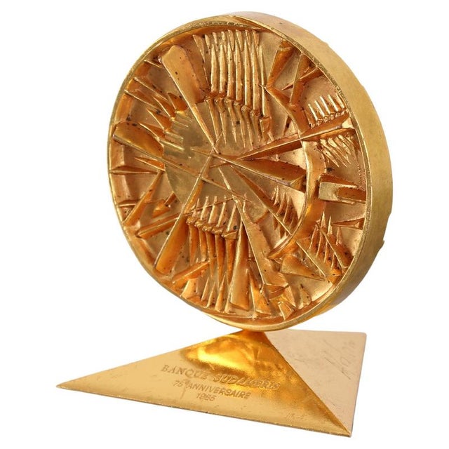 Gilded Bronze Disco Del Sole Multiple by Arnaldo Pomodoro, Italy, 1985 For Sale - Image 17 of 17