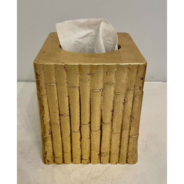 Gold Gilt Faux Bamboo Tissue Box Holder For Sale - Image 8 of 8
