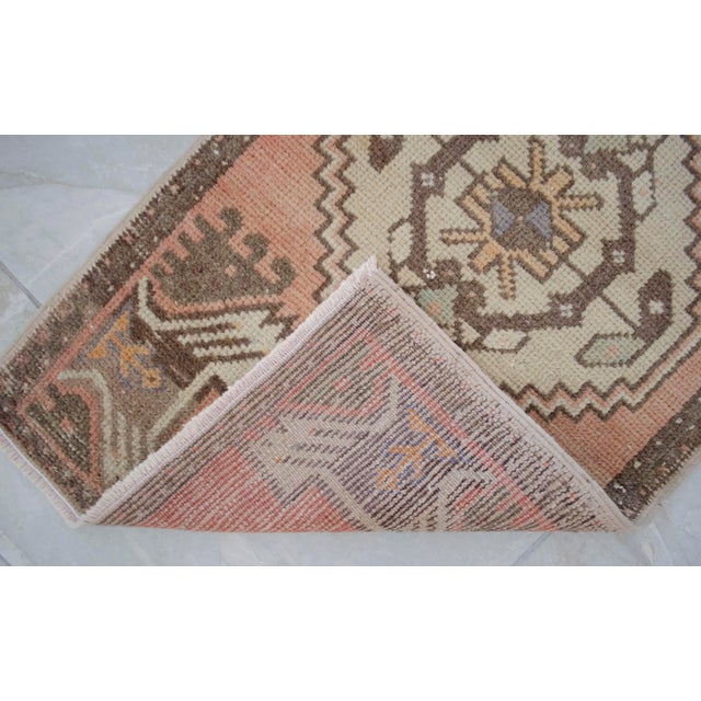 Textile Hand Made Oushak Rug Mat Distressed Small Rug Kitchen Mat - 1'8" X 3' For Sale - Image 7 of 7