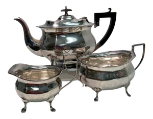 Art Deco 3 Piece William"s, Ltd. Silver Plate Tea Set- Made in England.