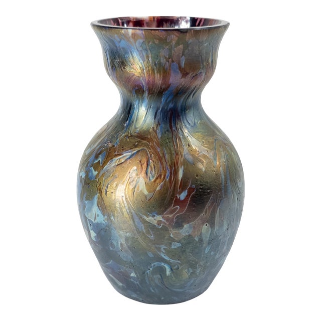Early 20th Century Bohemian Art Nouveau Glass Vase, Kralik or Loetz For Sale
