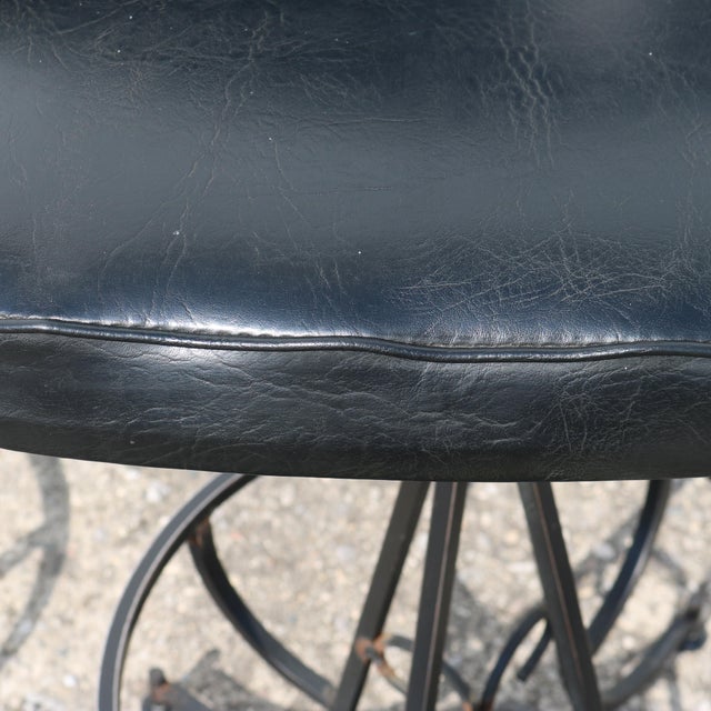 1960s Spanish Revival Gothic Mid-Century Wrought Iron & Black Daystrom Swivel Barstools For Sale - Image 9 of 12