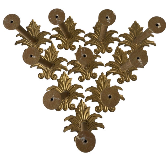 Set of 10 Vintage Hollywood Regency Gilt Acanthus Leaf Curtain Tiebacks – Neoclassical Decorative Hardware Drapery Holdbacks For Sale - Image 11 of 12