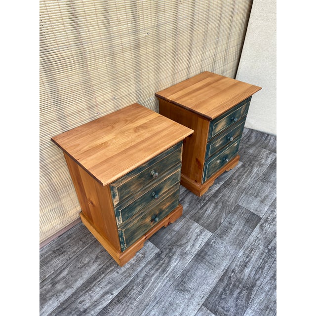 Brown A Pair of Rustic Style Nightstands by Mastercraft Furniture. Circa 1970s For Sale - Image 8 of 18
