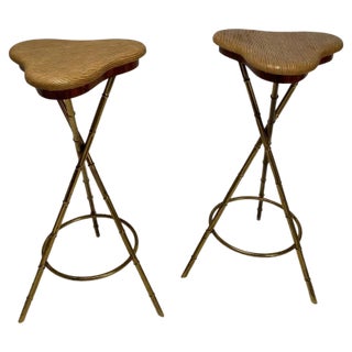 Set of Mid-Century Italian Bar Stools in Brass, 1950s For Sale