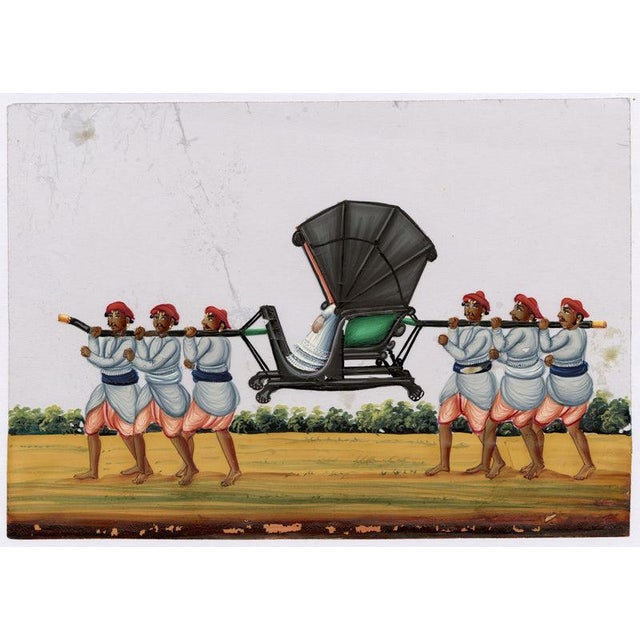 Indian Company School, Lady in a Tonjon, 1800s, Gouache on Paper For Sale - Image 6 of 9