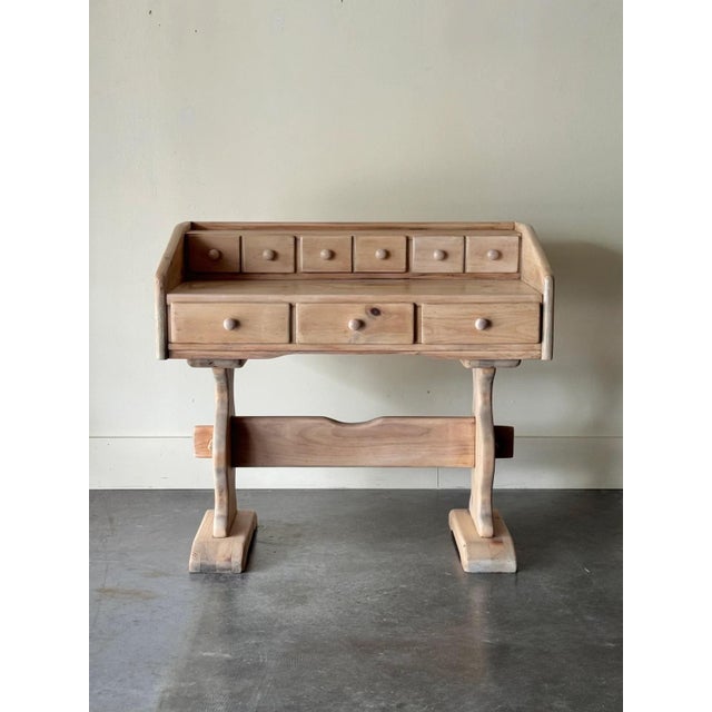 This piece Has been refinished and done in a white wash “pickling” stain. Solid pine, 6 drawers with a mortise tenon joint...