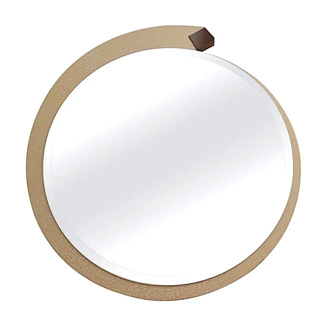Glam Vintage Modern Ivory Crackle Round Revolving Spinning Mirror- Limited Edition- Signed by Design For Sale - Image 10 of 10
