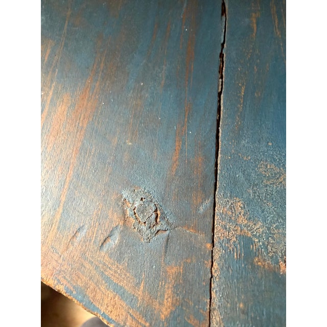 Antique Bow-Front Corner Cabinet in Blue Paint, 18th Century For Sale - Image 16 of 17