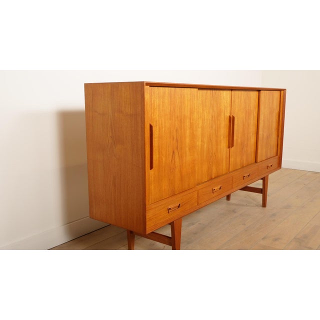 Vintage Danish Highboard in Teak with Light Inside For Sale - Image 4 of 18