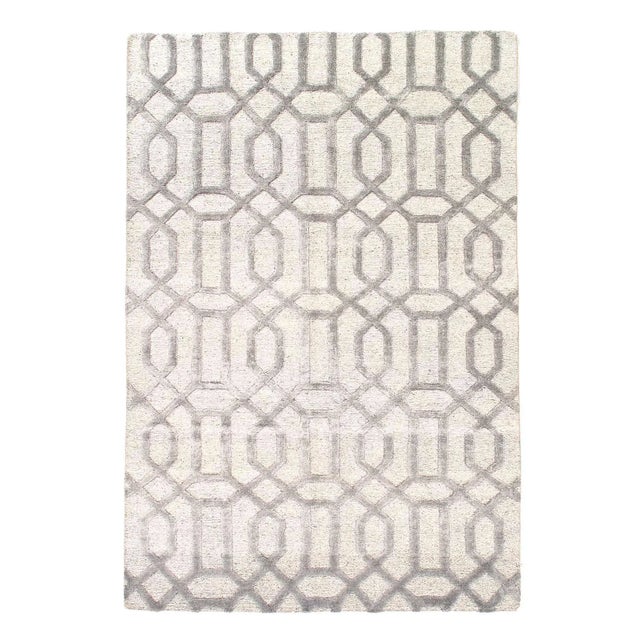 2020s Gray Color Hand Knotted Modern Rug For Sale - Image 4 of 4