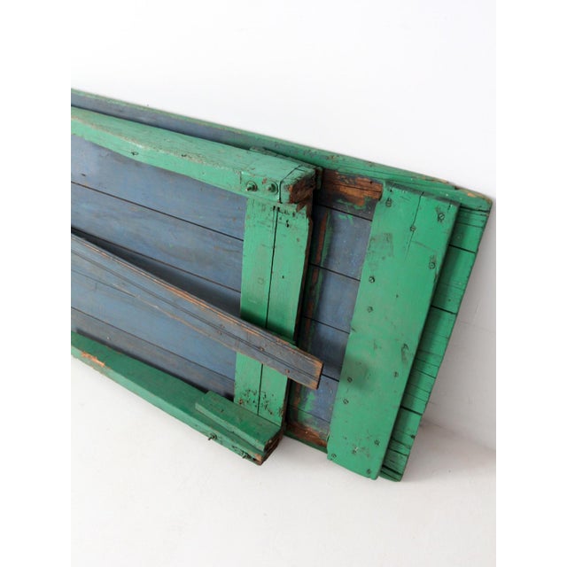 Antique Green Wooden Folding Table 8 Ft For Sale - Image 17 of 18