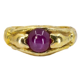 Vintage Burma Star Ruby Ring, Size 9.75 For Sale