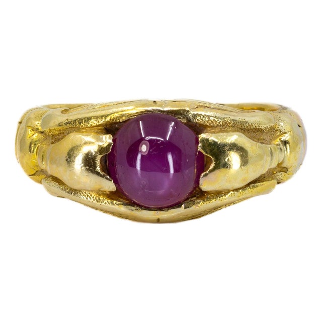 Vintage Burma Star Ruby Ring, Size 9.75 For Sale