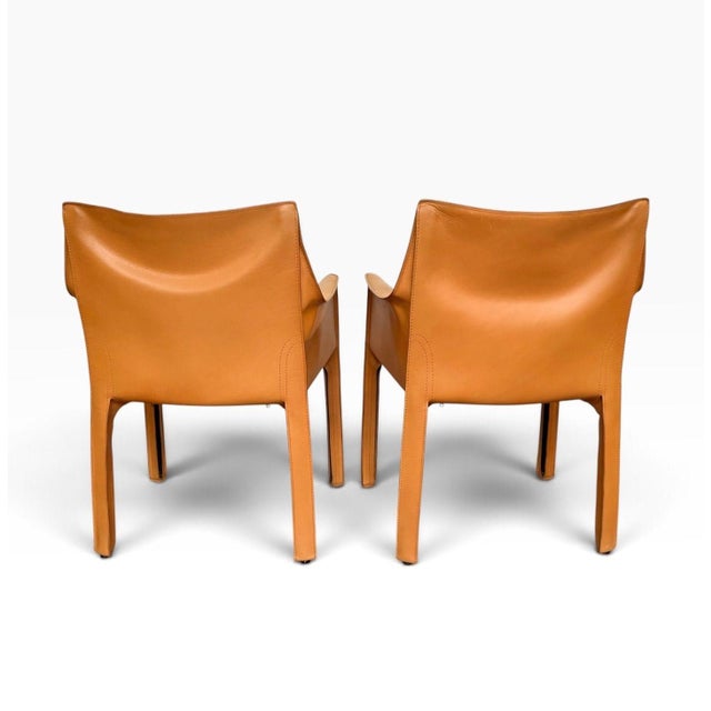 1970s Pair Mario Bellini "Cab 413" Chairs for Cassina, Italy C. 1970 For Sale - Image 5 of 7