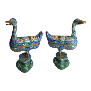A Pair of Chinese Cloisonné Duck Censers, 20th Century