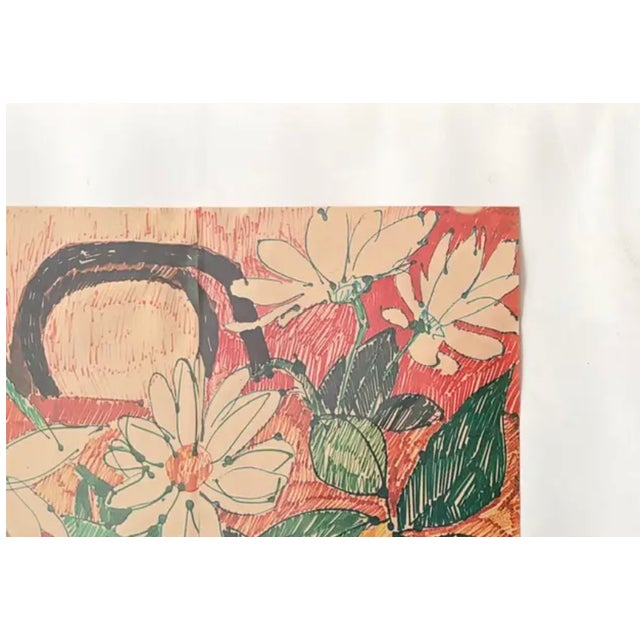Mid 20th Century Mid Century American Artist Sally Brody Monotype Painting, Water-Based Inks on Paper, Framed, Signed For Sale - Image 5 of 7
