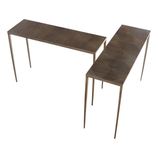 A Pair of Iron Console Tables in the Manner of Alberto Giacometti. For Sale