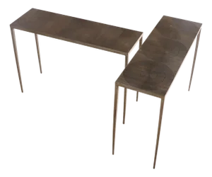 A Pair of Iron Console Tables in the Manner of Alberto Giacometti.