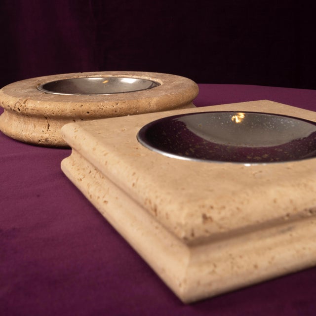 Vintage Italian Travertine Ashtrays, 1970, Set of 2 For Sale - Image 14 of 18