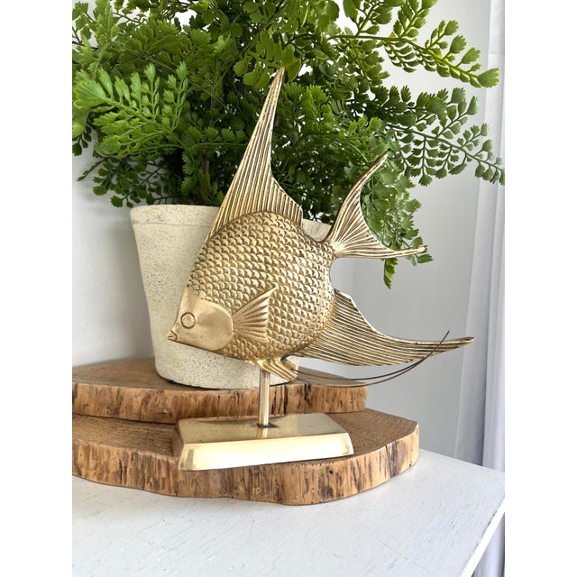 Vintage Brass Angelfish Statue For Sale - Image 12 of 13