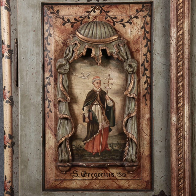 Antique Chamfered Baroque Votive Wood Cabinet, 1850 For Sale - Image 4 of 18