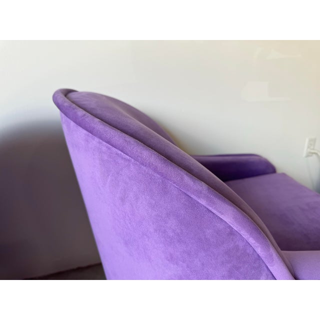 Post-Modern Purple Upholstered Swivel Lounge Chairs - a Pair | Chairish
