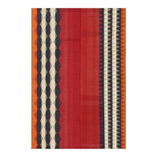 Vintage Jajim Qashqai Persian Kilim in Red, Blue, and Ivory Tones - Rug & Kilim For Sale