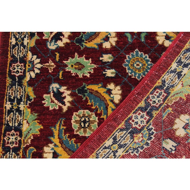 Red Shabby Chic Ziegler Red/Blue Wool Runner Rug- 2'7'' X 9'7'' For Sale - Image 8 of 10