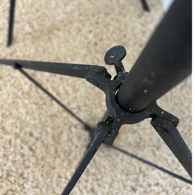 Mid 20th Century Mid-Century, Adjustable, Wrought Iron Tripod Plant Stands, Pair (2) For Sale - Image 5 of 12