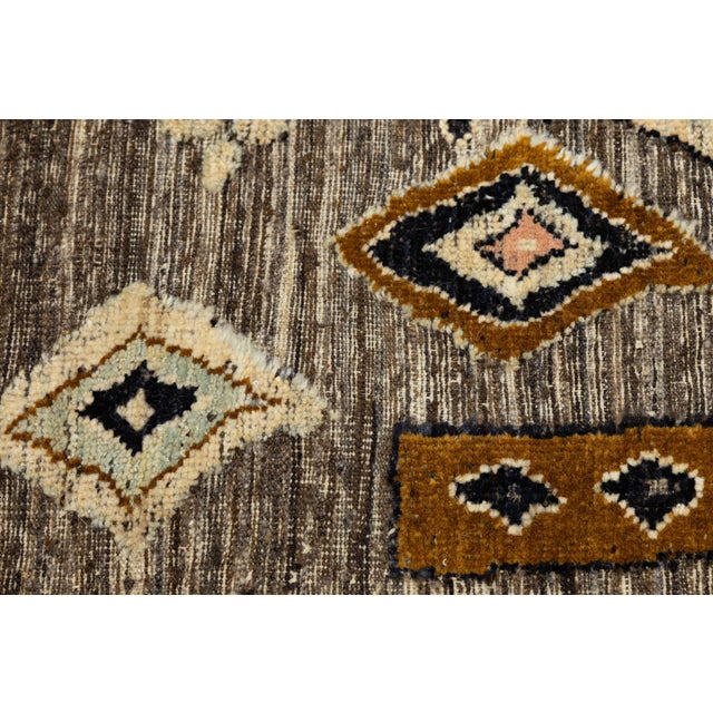 Gray Gray Modern Tulu Plush Wool Area Rug Tribal African-Inspired Geometric Motif For Sale - Image 8 of 11