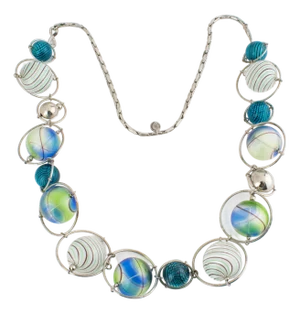 Appartement a Louer French Designer Extra Long Chrome and Murano Beads Necklace