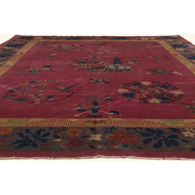 Art Deco Antique Chinese Art Deco Rug, 09'00 X 11'08 For Sale - Image 3 of 10