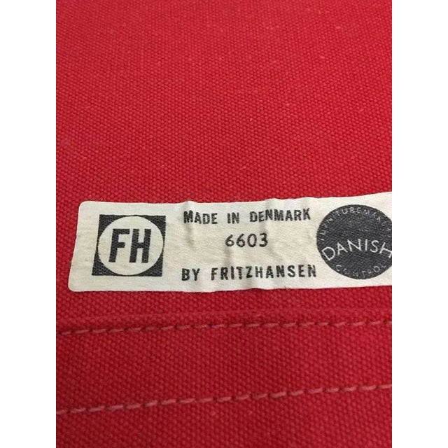 Set of Red Bachelor Chair with Stool by Verner Panton for Fritz Hansen For Sale - Image 3 of 6