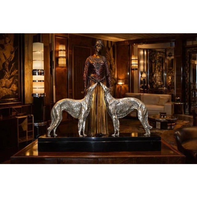 Metal after Demetre Chiparus, Art Deco Sculpture, Bronze and Marble For Sale - Image 7 of 18