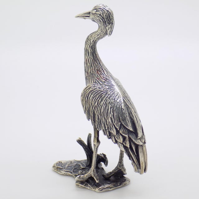 1970s Vintage Italian Handmade Silver Heron Figurine, 1970s For Sale - Image 5 of 12