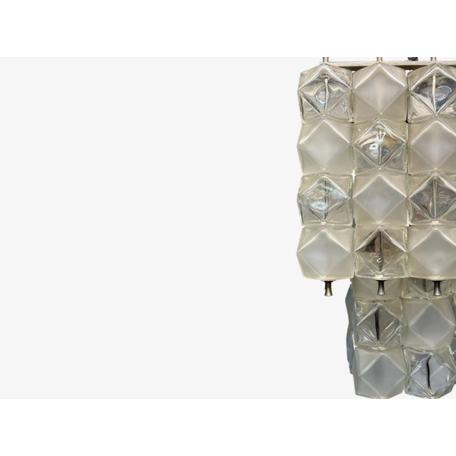 Venini Poliedri, Faceted Glass, Metal, Geometric Chandelier, Italy, 1950s For Sale In New York - Image 6 of 8