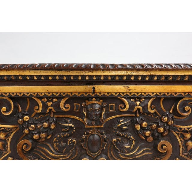Venetian Carved and Polychroom Oak Chest For Sale - Image 6 of 18