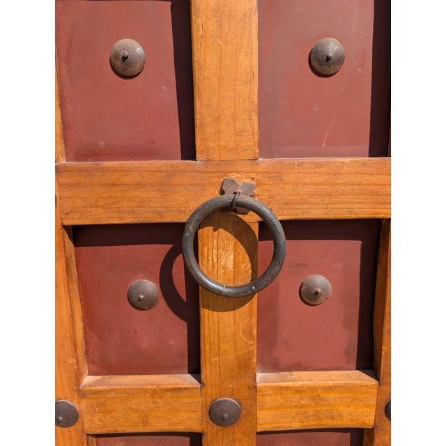 Vintage Mexican Solid Wood Armoire With Handcrafted Iron Hardware For Sale - Image 14 of 17