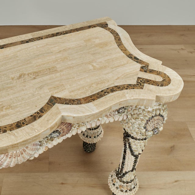 Stone Vintage Seashell Encrusted Console Table For Sale - Image 7 of 15