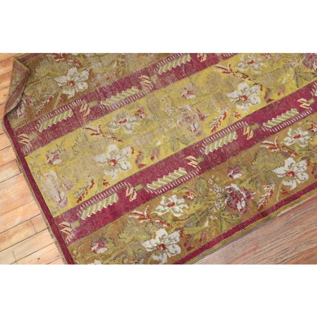 Art Nouveau Antique Zabihi Collection Ghiordes Small Floral Runner - 3'6" x 7' For Sale - Image 3 of 10