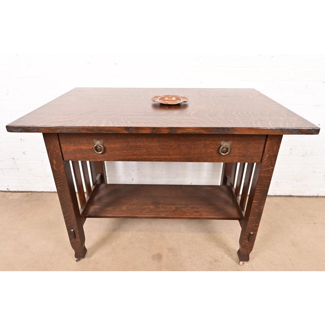 Copper Gustav Stickley Signed Hammered Copper Ashtray or Catchall, Circa 1910 For Sale - Image 8 of 9