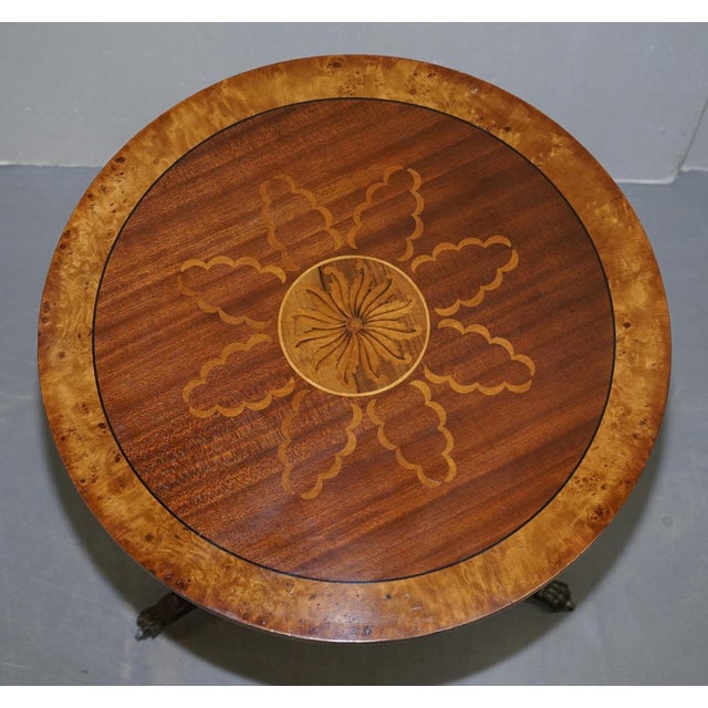 Glass Burr Walnut Marquetry Inlay Side Tables, Set of 2 For Sale - Image 7 of 18