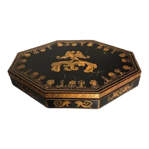 English Regency Octagonal Penwork Decorated Box