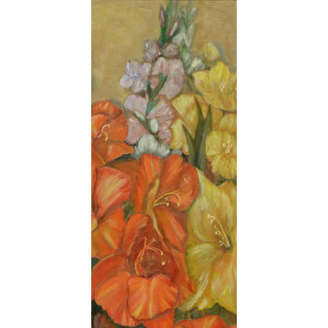 Gladiolas in Bloom - 1970's Floral Still Life by B Isbill For Sale - Image 4 of 7