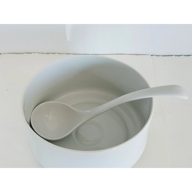 Contemporary 1980s White Ceramic Covered Soup Tureen With Ladle For Sale - Image 3 of 6