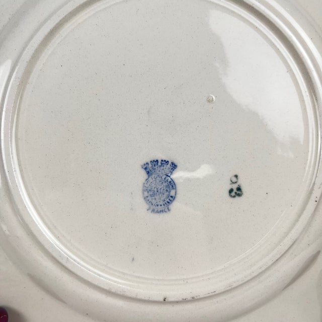 1920s Vintage Semi-Porcelain Dessert Plates from Badonviller, 1920s, Set of 6 For Sale - Image 5 of 11